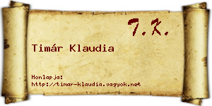 Timár Klaudia névjegykártya